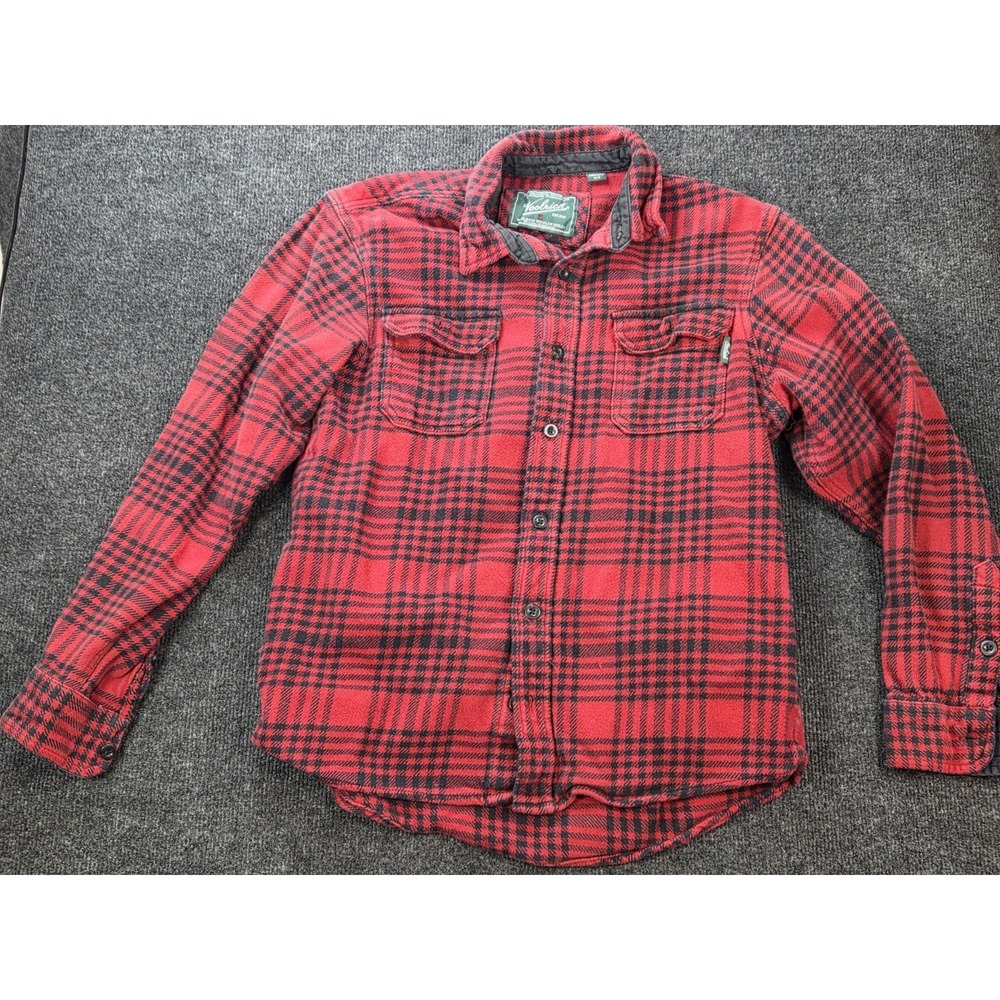 Woolrich Mens Medium Red Black Buffalo Check Plaid Flannel Shirt Workwear Soft M